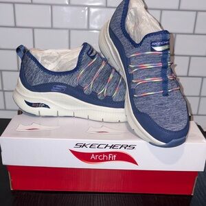 Skechers Blue and White Women's Sneakers